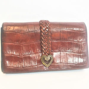 BrightonVintage LARGE Black Croco Kiss-lock Wallet